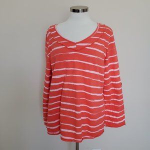 Fresh Produce XS Orange White Stripe Shirt Top NWT